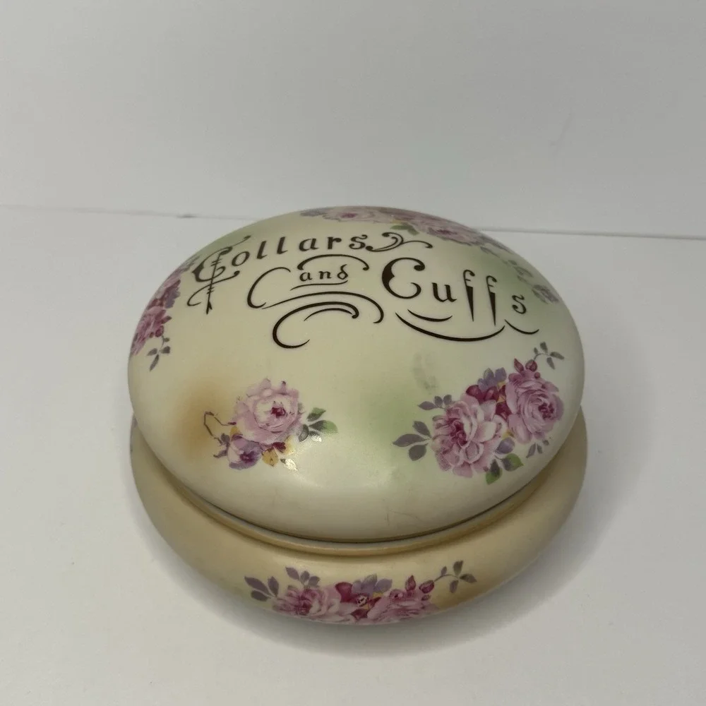Vintage Victorian-Style Porcelain Collars and Cuffs Dresser Box